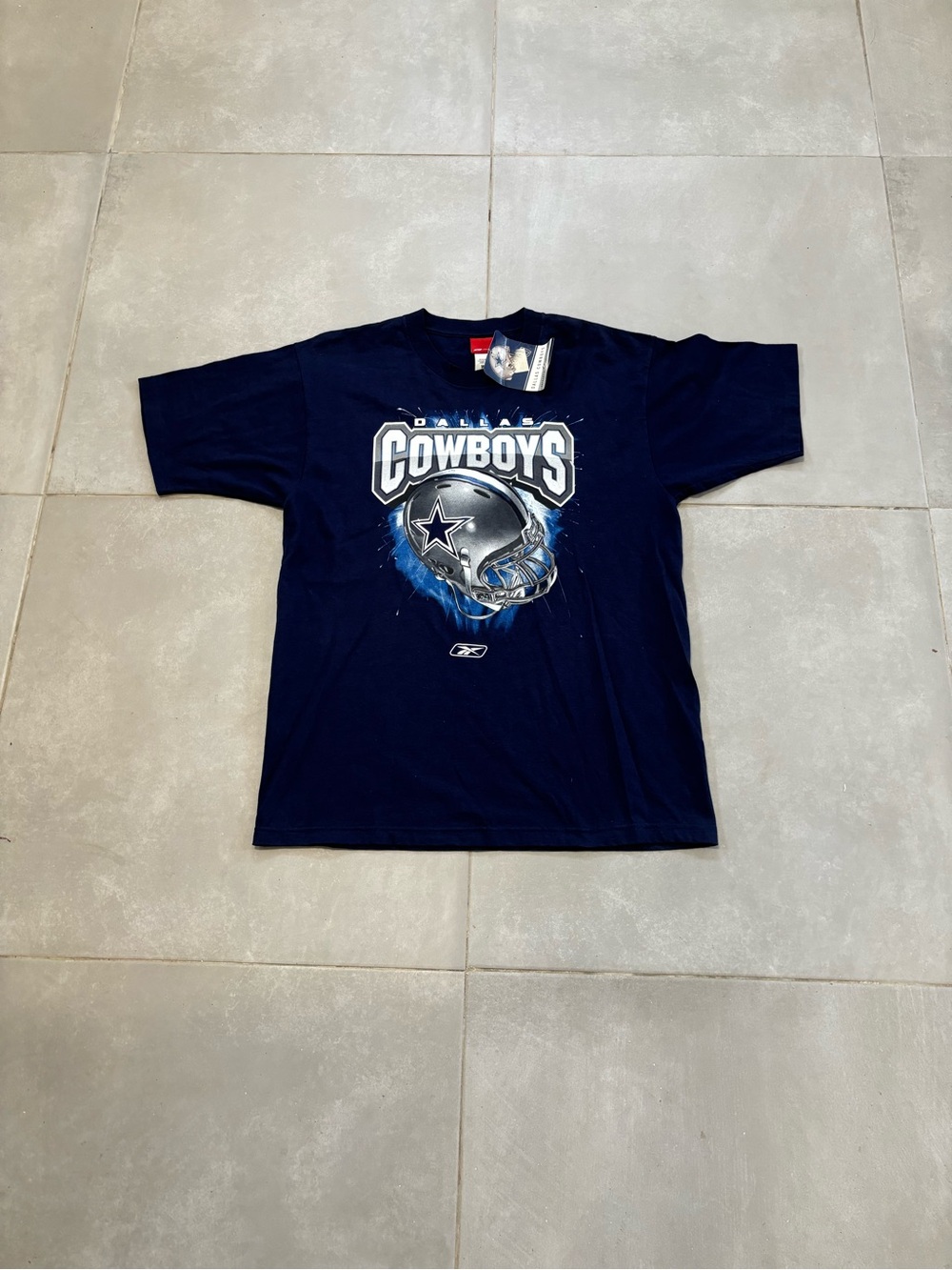 NFL Cowboys Navy Blue Short Sleeve Tee with Helmet Graphic